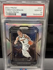 2022 Panini Prizm #223 Christian Braun Silver RC PSA 10 Denver Nuggets Rookie