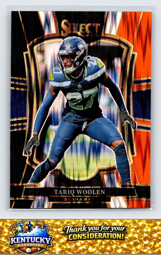2025 Panini Select #115 Tariq Woolen Black and Orange Prizm Shock