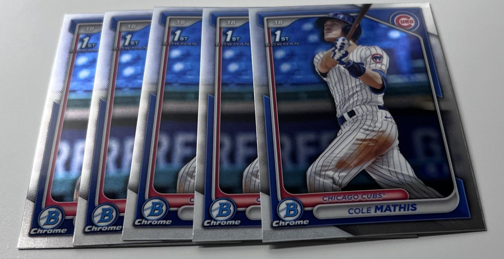 2024 1st Bowman Chrome Cole Mathis 5 Card Rookie Lot Cubs #BDC-81