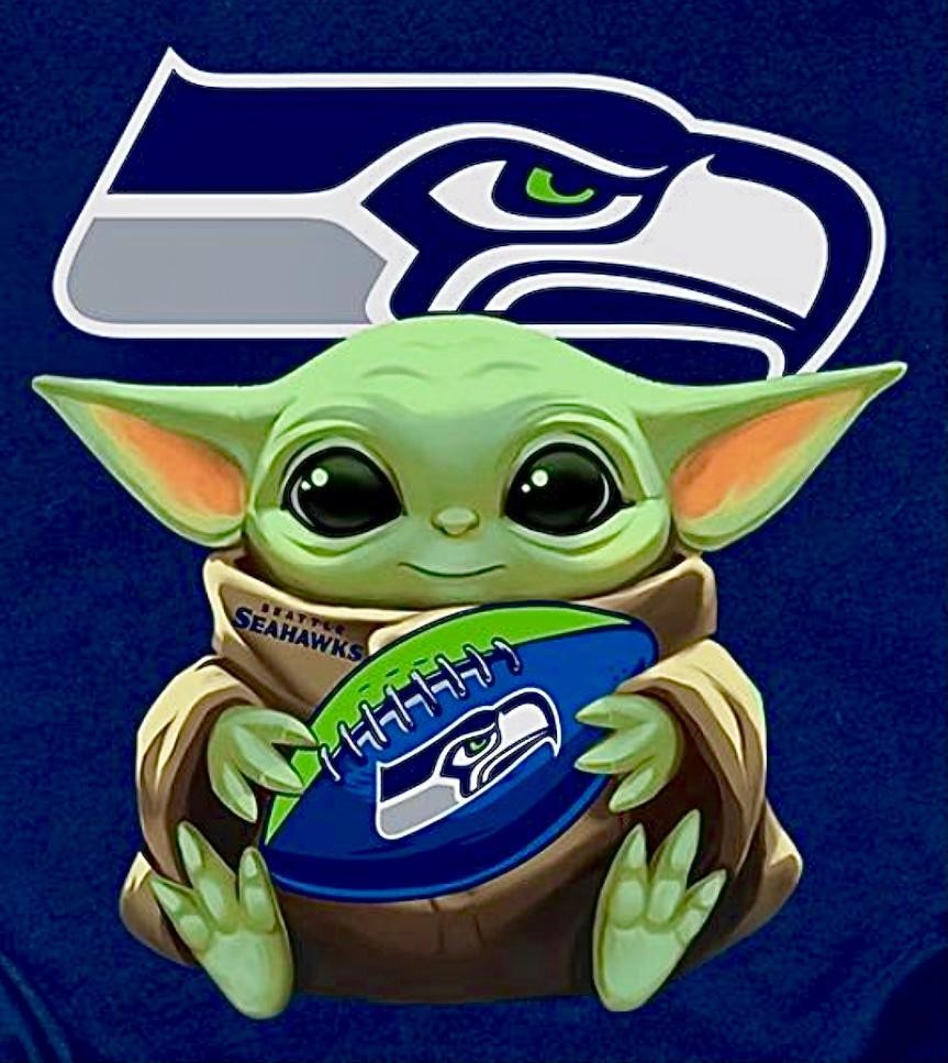 (2) Seattle Seahawks Baby Yoda Star Wars Waterproof Vinyl Stickers 4.3×4 Decals