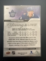 Upper Deck Series 2 Young Guns Fraser Minten #482 Toronto Maple Leafs Rookie Nm