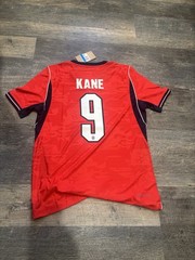 England Away Kane #9 Soccer Jersey Red Navy White Men&rsquo;s Size M