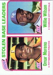 1980 Topps #204 Stolen Base Leaders/Omar Moreno/Willie Wilson Kansas City EX-MT