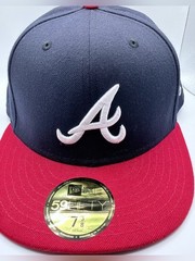New Era Navy and Red Atlanta &lsquo;A&rsquo; Fitted Cap 7 3/8