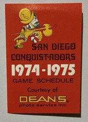 San Diego Conquistadors ABA Basketball Pocket Schedule