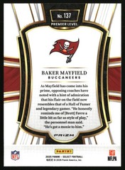 2025 Panini Select #137 Baker Mayfield Black and Orange Prizm Shock