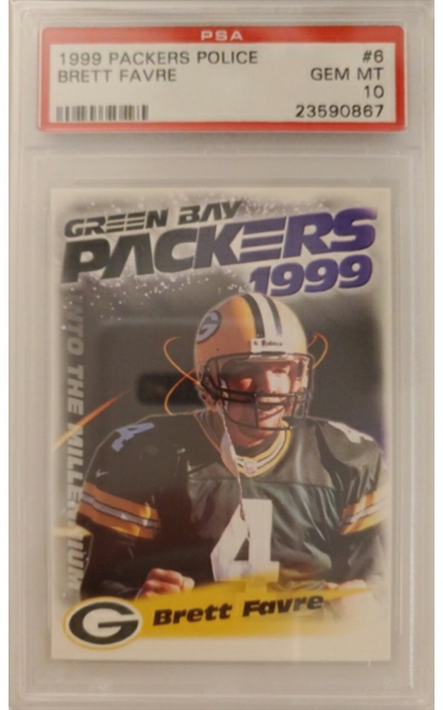 1999 Police Brett Favre #6 graded PSA 10 card