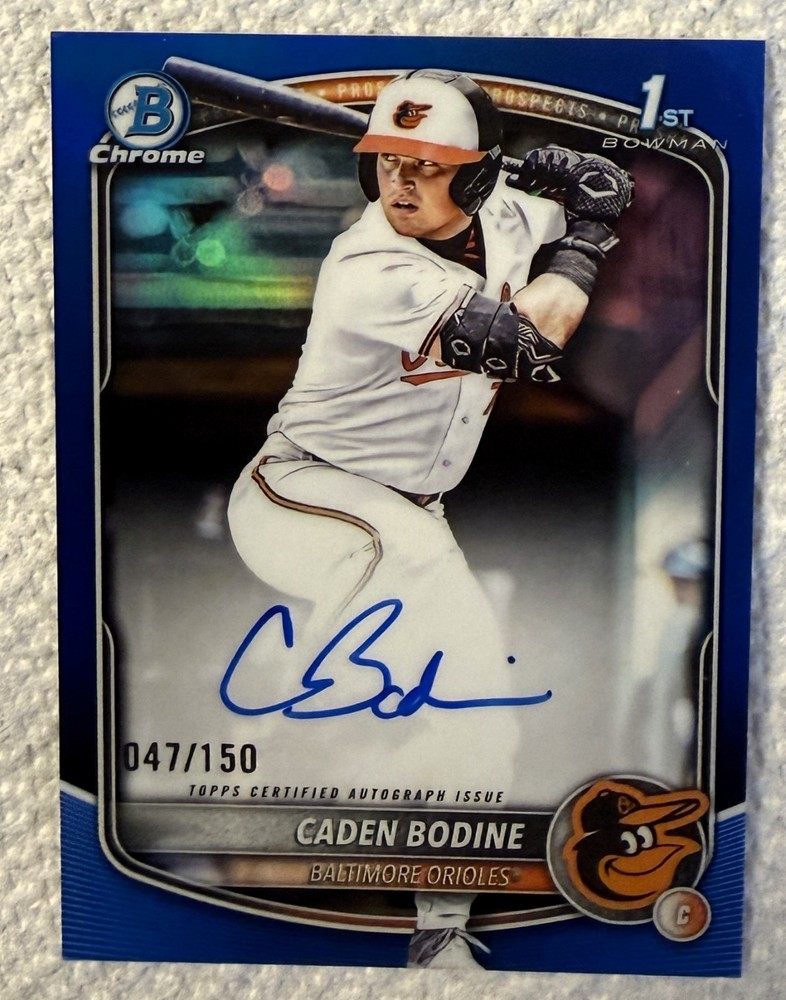 2025 Bowman Draft Caden Bodine 1st Bowman Auto /150 True Blue Tampa Bay Rays