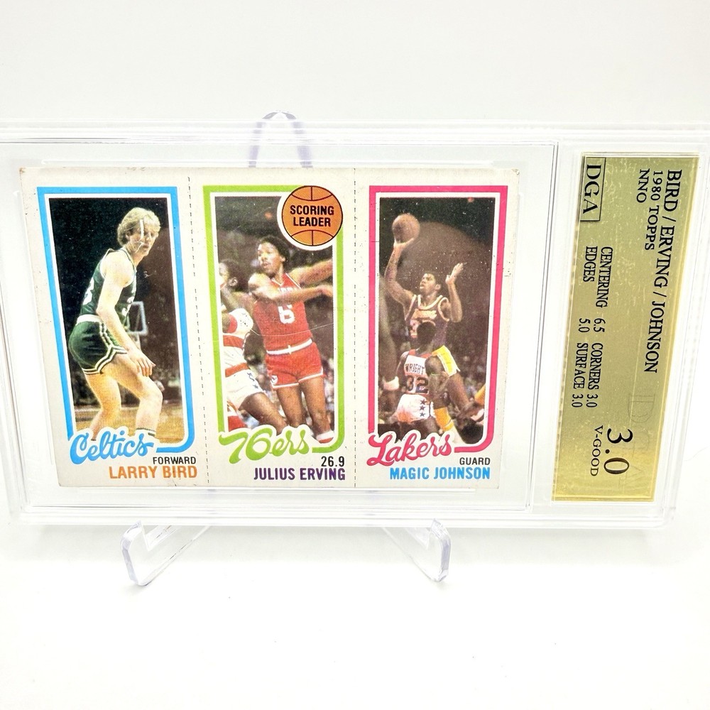 Larry Bird Julius Erving Magic Johnson 1980 Topps RC V-Good 3.0