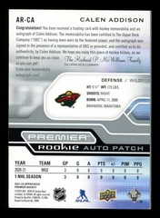 2021-22 Upper Deck – CALEN ADDISON – Premier Rookie AUTO Patch /249 #AR-CA