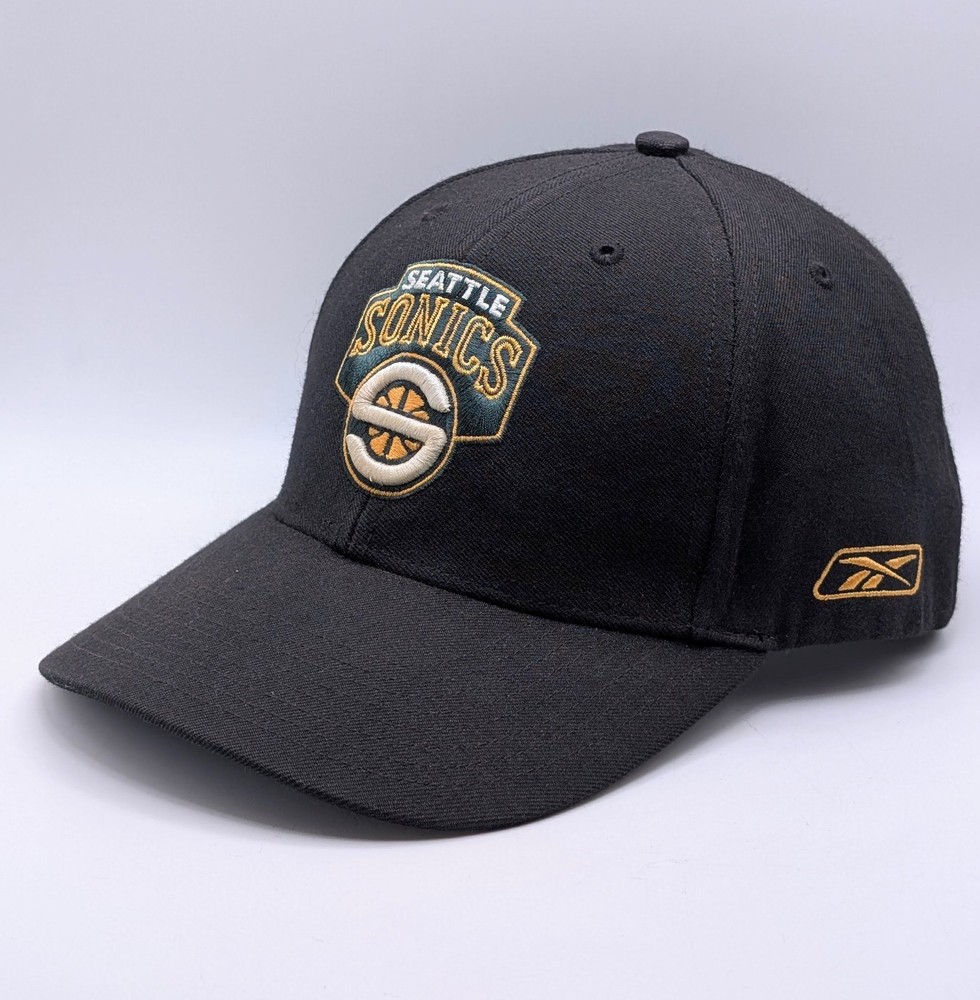 Vintage Seattle Super Sonics Reebok NBA Adjustable Strap Hat Black Basketball