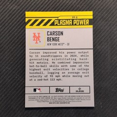 2024 Topps Bowman Chrome Carson Benge #PP-8 Plasma Power Green Refractor /99