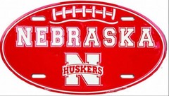 University of Nebraska Oval Football License Plate 12” x 6”