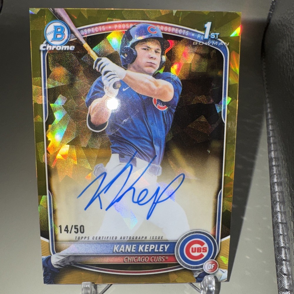 Kane Kepley 2025 1st Bowman Auto Gold Sapphire /50 Au Rc Cubs (CPA-KK)