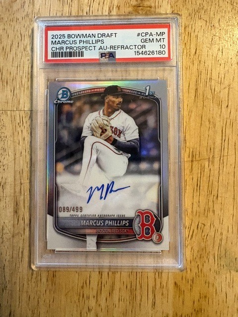 2025 Bowman Draft Baseball #CPA-MP Marcus Phillips 089/499 Auto Refractor PSA 10