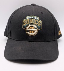 Vintage Seattle Super Sonics Reebok NBA Adjustable Strap Hat Black Basketball