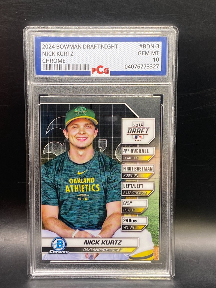 2024 Bowman Draft NIGHT NICK KURTZ CHROME #BDN-3 PCG 10 GEM MT