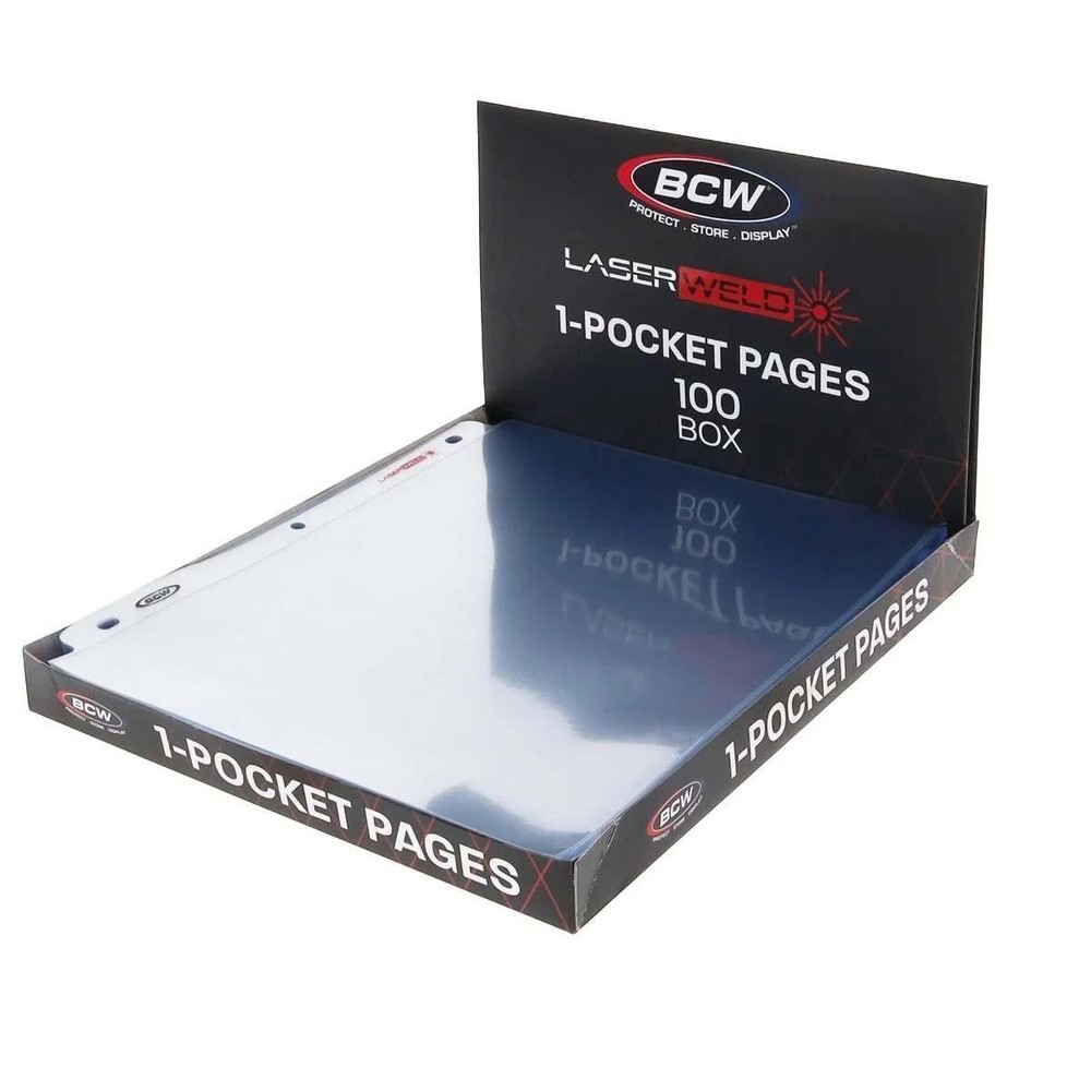 100 BCW 1 Large Pocket Poly Pages For 8×10 Photo / Stamps Block / Currency Bond