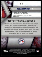 2019 Bowman&rsquo;s Best TP-3 Alek Manoah Toronto Blue Jays Baseball Card