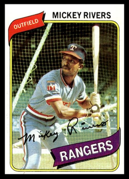 1980 Topps Mickey Rivers #485 Texas Rangers MLB Baseball Base Set