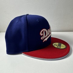 New Era 59FIFTY Los Angeles Dodgers Blue Red Silver Script Logo Fitted Hat 7 1/2