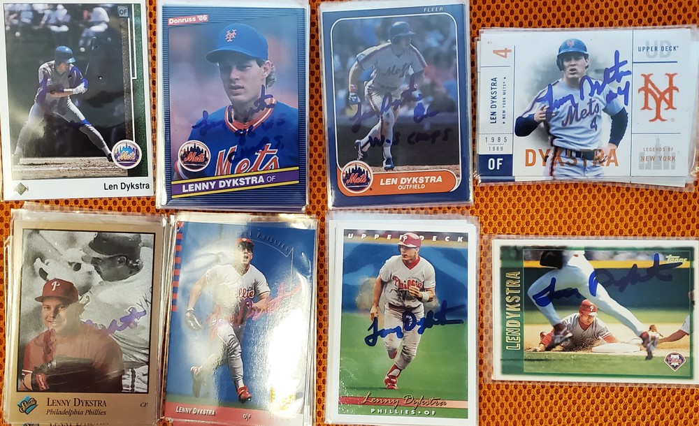 Lenny Dykstra Autographed Baseball Card Mets or Phillies YOU CHOOSE