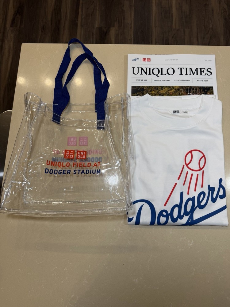 LA Dodgers Father’s Day UNIQLO T-Shirt (XL) & Clear Tote Bag Bundle SGA 6/21