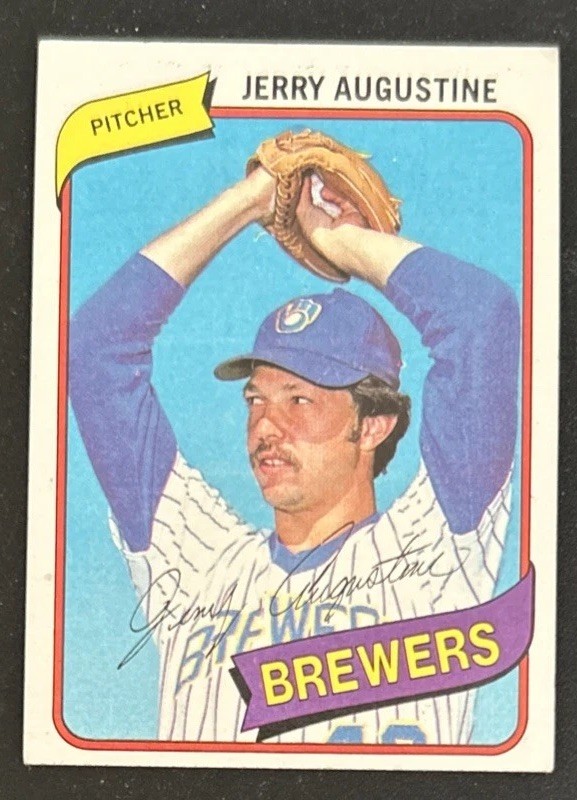 1980 Topps Jerry Augustine Baseball Card #243 Brewers Pitcher VG O/C