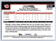 CHASE BURNS REDS 2025 TOPPS PRO DEBUT #PD-169