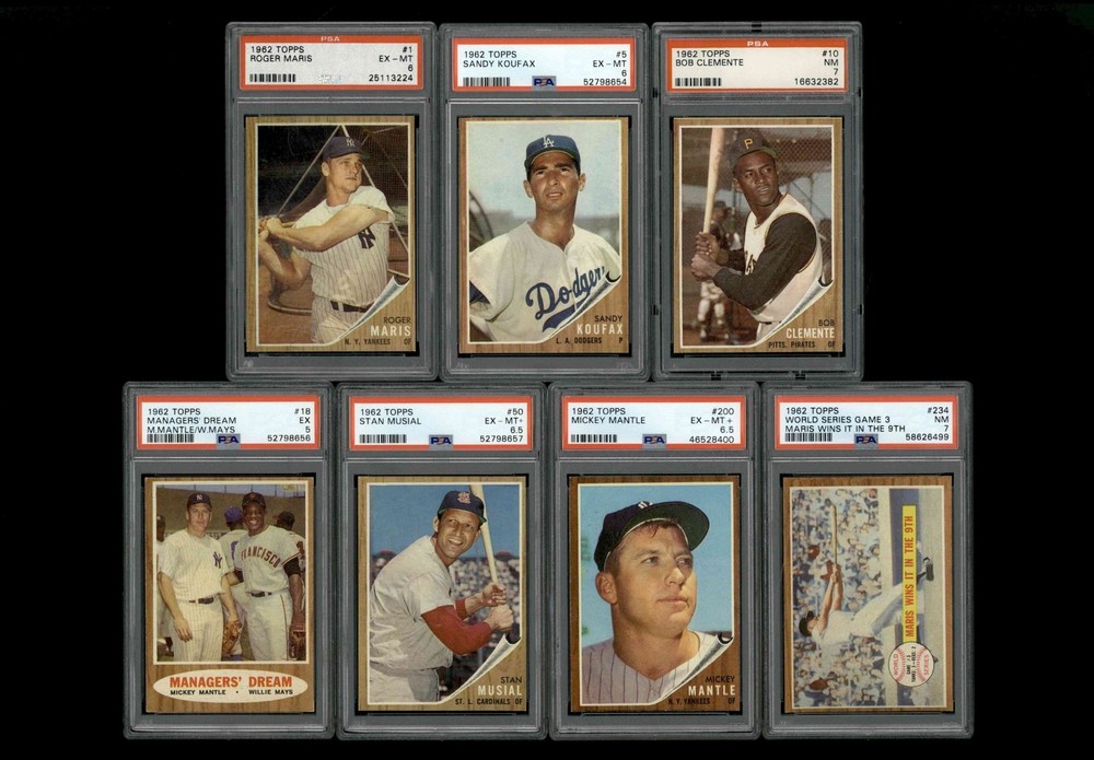 1962 Topps Baseball Complete Set (598) Mantle Mays Aaron PSA 6