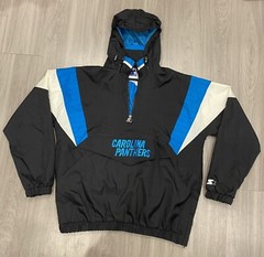 Vintage Starter Hoodie Jacket Mens XL NFL Carolina Panthers Half Zip