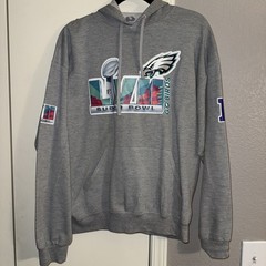 Fruit of the Loom Philadelphia Eagles Super Bowl LVII Hoodie Grey Pullover L