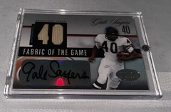 GALE SAYERS FABRIC OF THE GAME USED JERSEY AUTO #’d / 40 ! 2006 CERTIFIED HOF