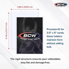 25 BCW Topload Holders For Trading / Index Card Photo 3 1/2 x 5 Clear Semi Rigid