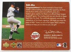 2001 UD GOLD GLOVE AUTOGRAPH JIM KAAT GAME GLOVE METAL GROMMET LEATHER BOUND SP
