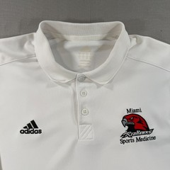 Adidas Miami Redhawks Golf Polo Shirt Mens Large White Solid University