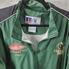 VTG Colorado State Rams Quarter Zip Mens XL Green Long Sleeve Pullover 2003 Y2K