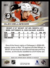 Olen Zellweger Outburst Silver #251 2025-26 Upper Deck Anaheim Ducks