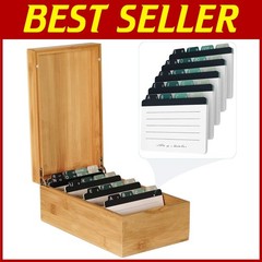 Bamboo Index Card Holder with A-Z Dividers