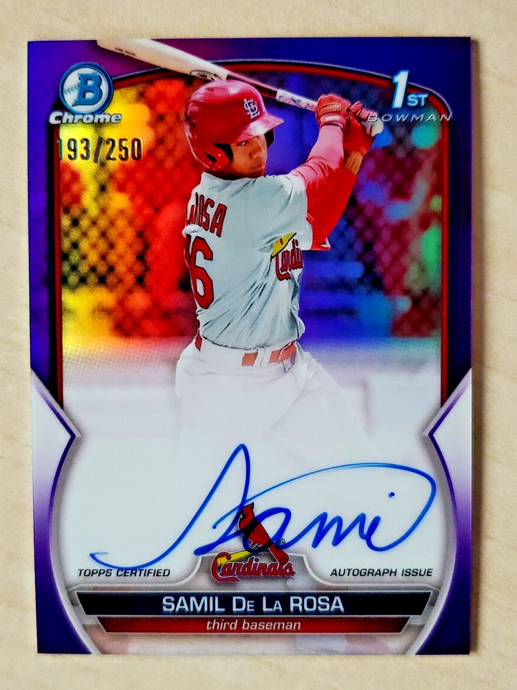 2023 Bowman Chrome Samil De LA Rosa Purple /250 1st Bowman Auto #CPA-SD Grade Me