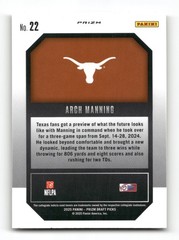 2025 Prizm Draft Picks New Recruits Arch Manning #22 Gold Cracked Ice Prizm (RC)