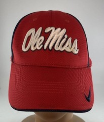 2 Nike Dri Fit Ole Miss Rebels Fitted Hat Red White and Navy Blue