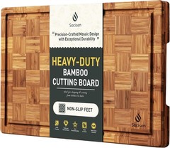 Bamboo Cutting Board Non Slip Heavy Duty Over Sink Wooden 16*11 in, Natural
