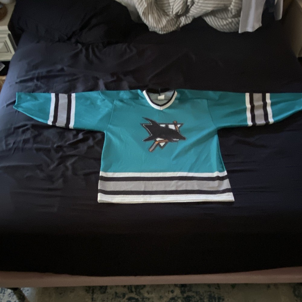 CCM San Jose Sharks Hockey Jersey Teal Black White Gray Men&rsquo;s Size L