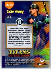 2026 Topps Series 2 Cole Young RC TOG-39 Titans of the Game Mariners