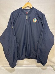 Miami Dolphins Men’s NFL Quarter Zip Pullover Windbreaker Jacket Blue L Majestic