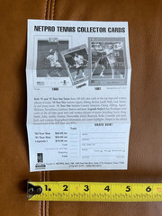 NETPRO Tennis Card Original Order Sheets 1990&rsquo;s (2 Promo Cards Included)