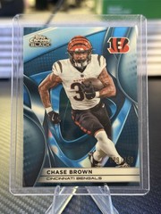 2025 Topps Chrome Black – Chase Brown #22 Blue Refractor /150 – Bengals