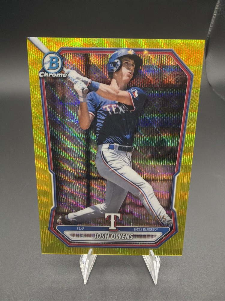 2026 Bowman Chrome Josh Owens /75 Yellow Shimmer Refractor #BCP-62 Texas Rangers