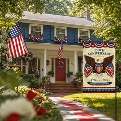 4th of July Decorations – 250th Anniversary 12 x 18 inches, Red and Blue